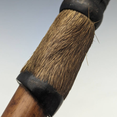 Swiss Made Antique Hiking Stick Cane with Fur Horn Handle 93cm